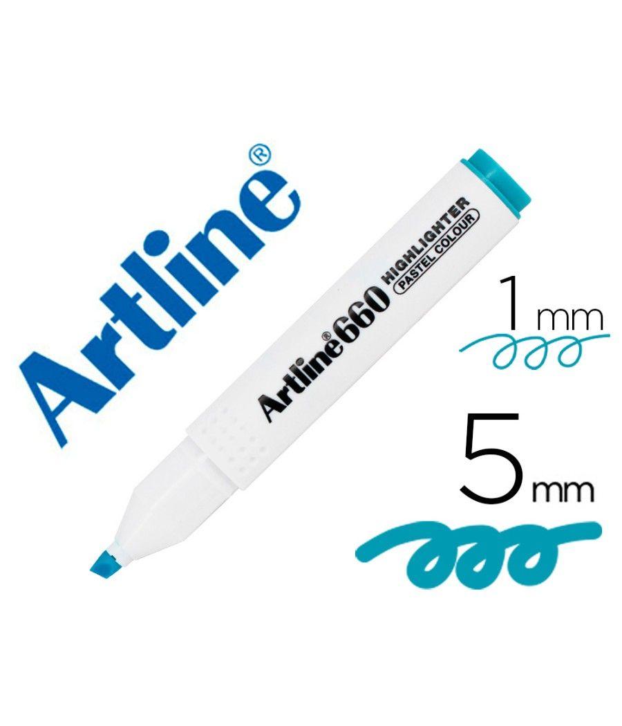 Rotulador artline fluorescente ek-660 azul pastel punta biselada pack 12 unidades - Imagen 1