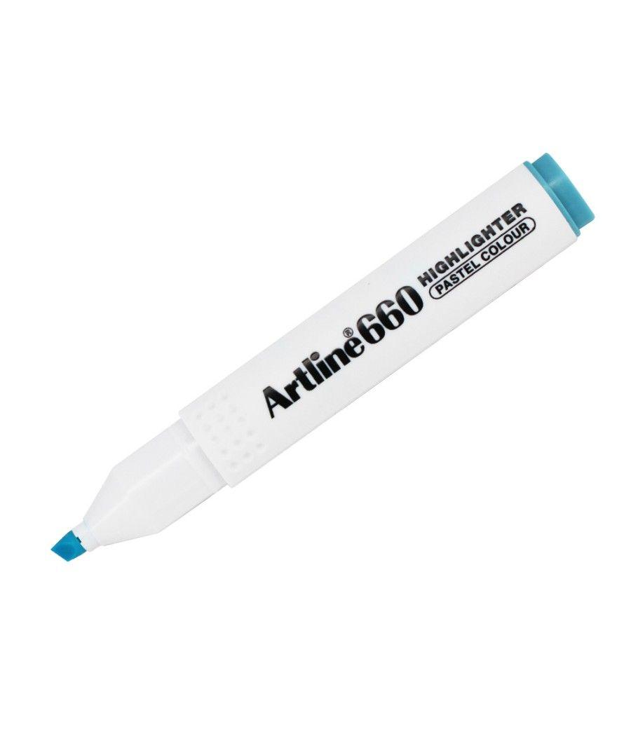 Rotulador artline fluorescente ek-660 azul pastel punta biselada pack 12 unidades - Imagen 2