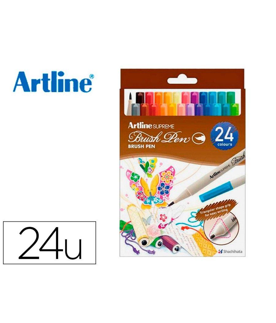 Rotulador artline supreme brush epfs pintura base de agua punta tipo pincel trazo fino bolsa de 24 unidades - Imagen 1