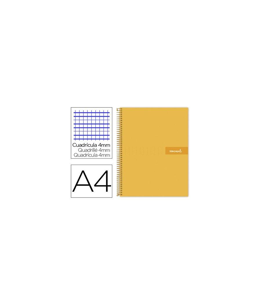 Cuaderno espiral liderpapel a4 crafty tapa forrada 80h 90 gr cuadro 4mm con margen color naranja - Imagen 1