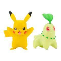 Pack de 2 figuras jazwares pokemon batalla chikorita & pikachu n.9 5 cm - Imagen 1