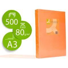 Papel color q-connect din a3 80gr naranja neon paquete de 500 hojas - Imagen 1