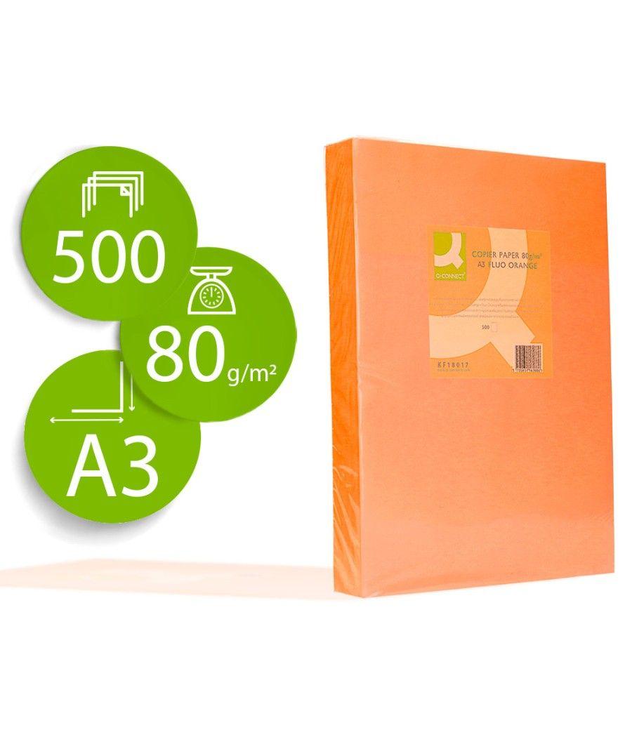 Papel color q-connect din a3 80gr naranja neon paquete de 500 hojas - Imagen 1