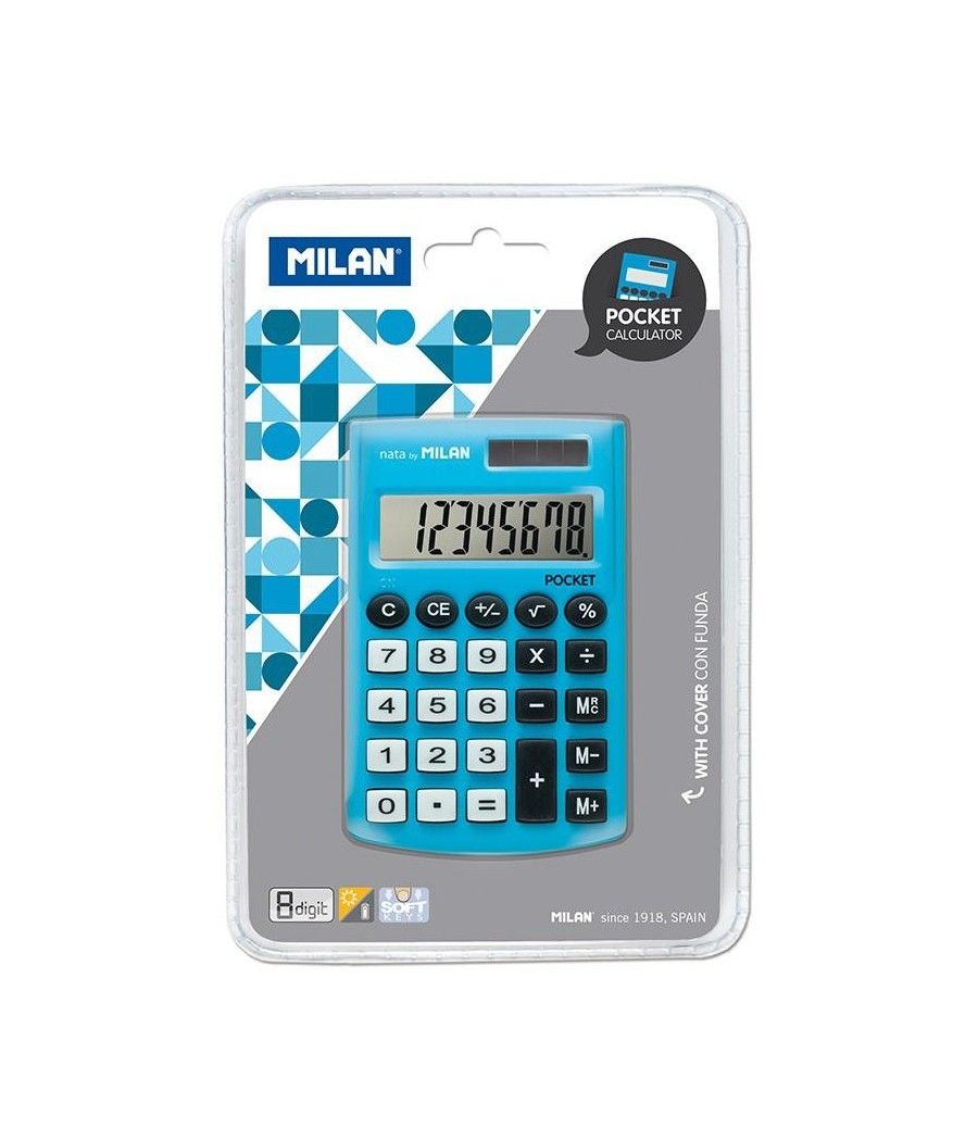 Milan calculadora azul pocket 8 digitos dual blister - Imagen 1