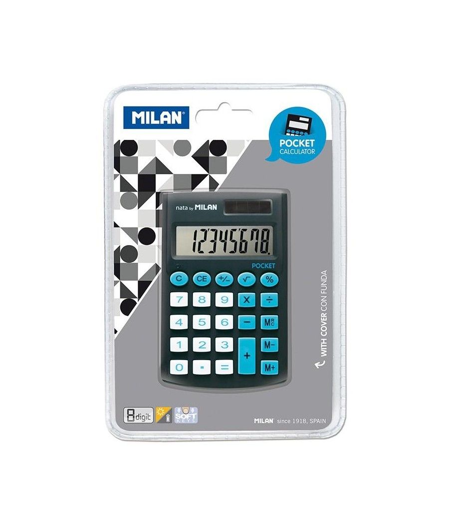 Milan calculadora negro pocket 8 digitos dual blister - Imagen 1