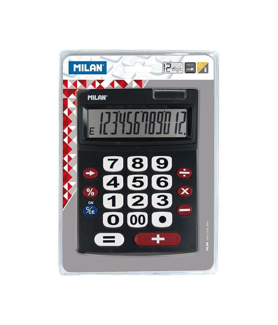 Milan calculadora negro extra-grande 12 digitos dual blister - Imagen 1
