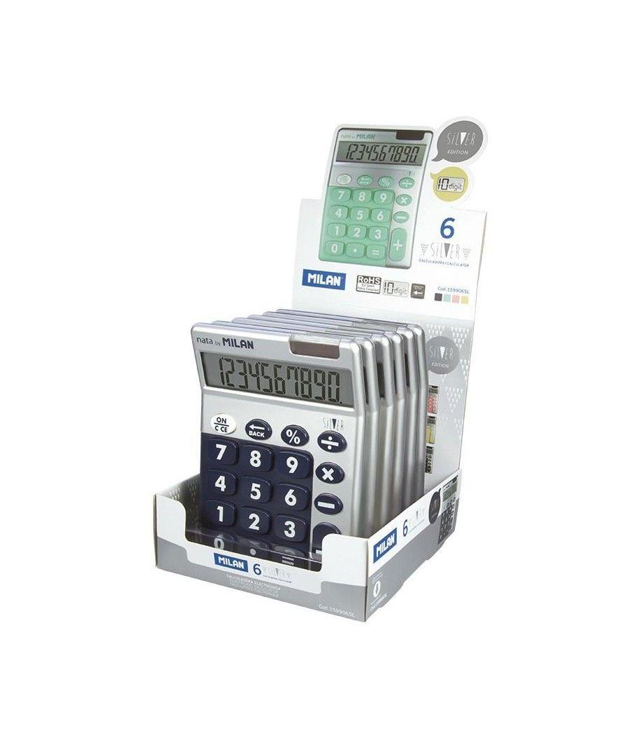Milan calculadora silver 10 digitos dual expositor 6 unidades colores - Imagen 1