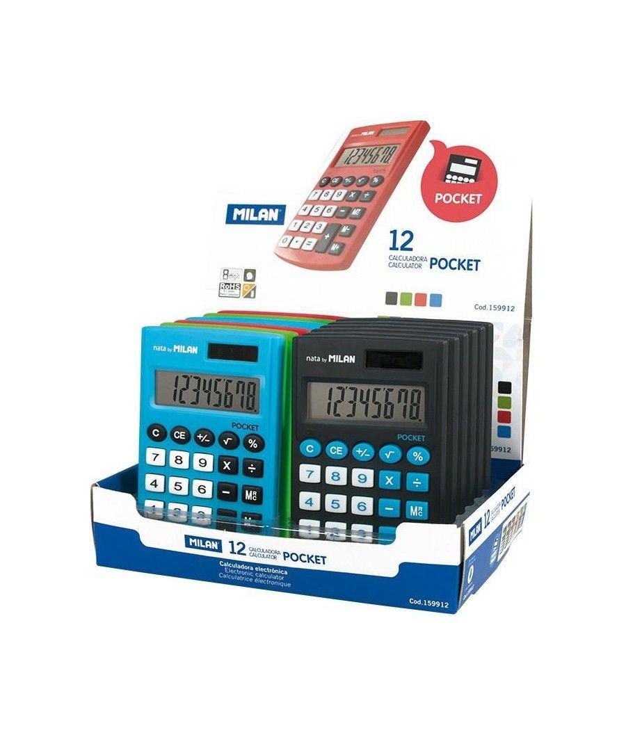 Milan calculadora pocket 8 digitos dual caja expositora colores -12u- - Imagen 1