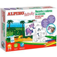 Alpino set activity recorta y colorea animales 3-6 aÑos colores surtidos - Imagen 1