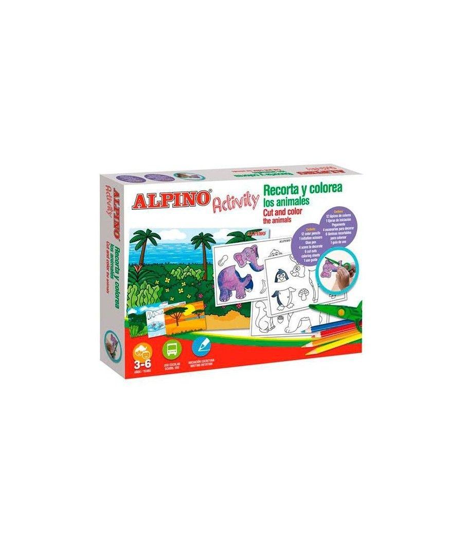 Alpino set activity recorta y colorea animales 3-6 aÑos colores surtidos - Imagen 1