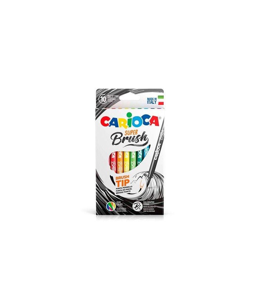 Carioca rotulador super brush punta pincel colores - caja de 10 - Imagen 1