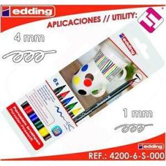 Edding rotulador para porcelana 4200 colores bÁsicos surtidos punta de pincel estuche de 6 - Imagen 1