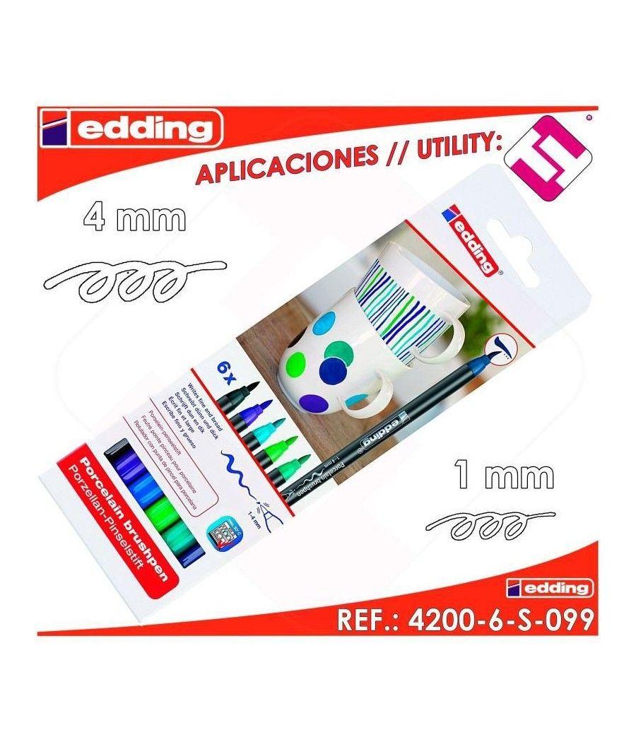 Edding rotulador para porcelana 4200 colores frÍos surtido punta de pincel estuche de 6 - Imagen 1