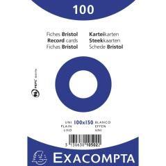 Exacompta paquete 100 fichas cartulina bristol retractil liso sin taladro 100x150mm blanco - Imagen 1