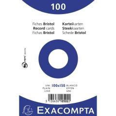 Exacompta paquete 100 fichas cartulina bristol retractil liso sin taladro 100x150mm blanco