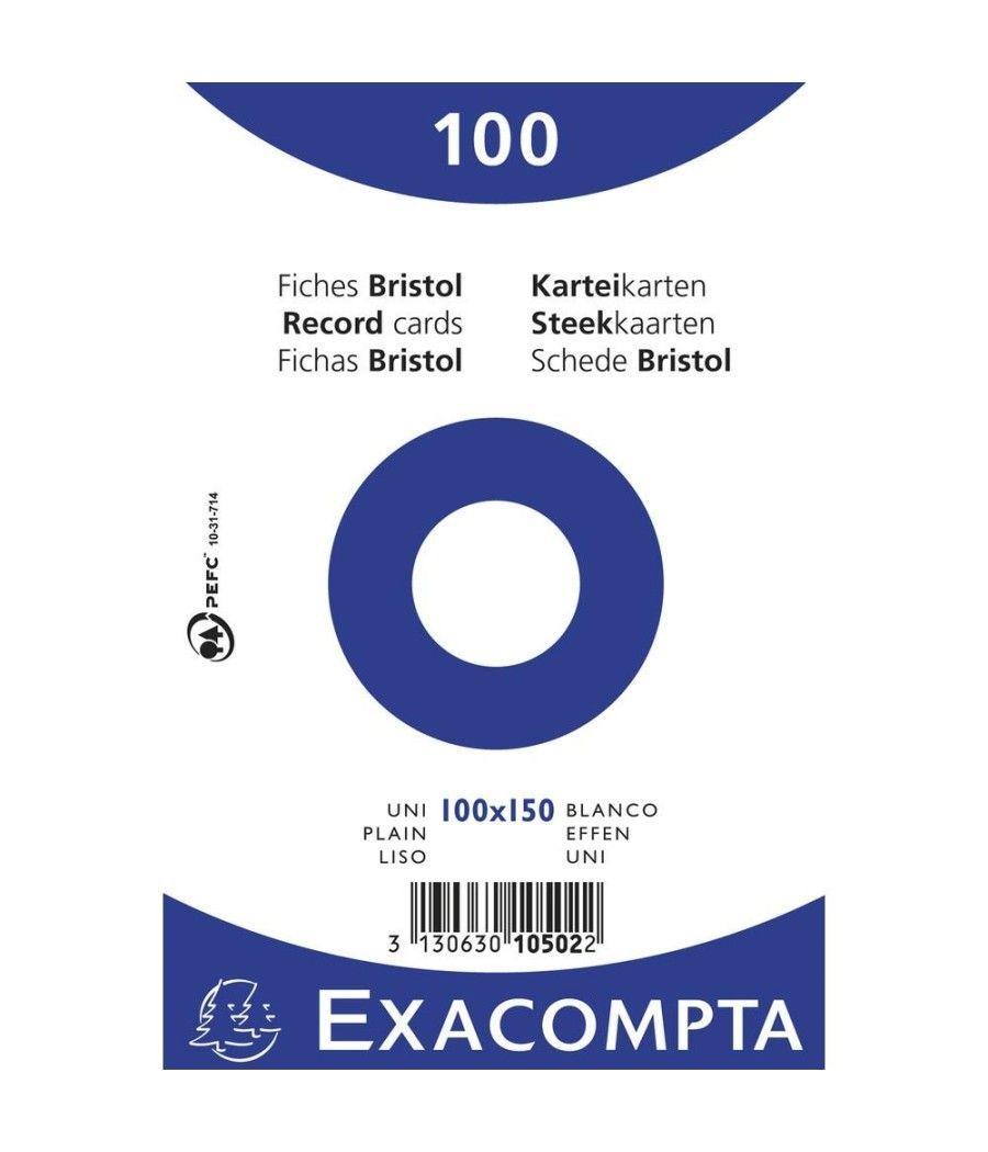Exacompta paquete 100 fichas cartulina bristol retractil liso sin taladro 100x150mm blanco - Imagen 1