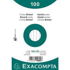 Exacompta paquete 100 fichas cartulina bristol retractil linea horizontal sin taladro 100x150mm blanco