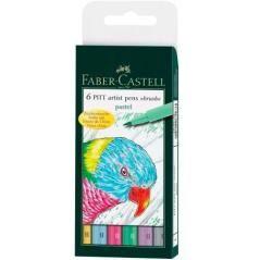 Faber castell estuche 6 rotuladores pitt artist pen brush punta pincel c/surtidos pastel - Imagen 1