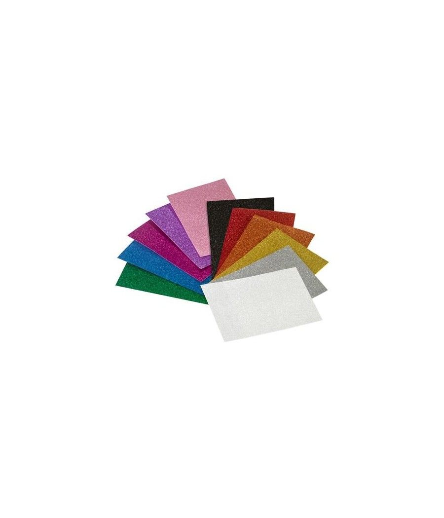 Faibo lÁminas eva 20x30cm purpurina colores surtidos -set de 5u- - Imagen 1