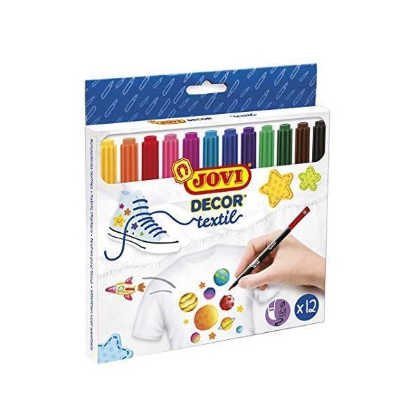 Jovi estuche 12 rotuladores decor textil 138mm c/surtidos - Imagen 1