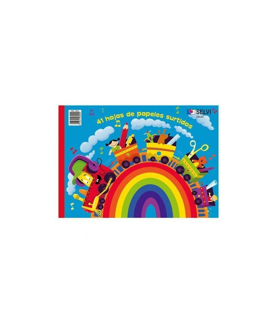 Selvi cuaderno para manualidades con 41 hojas 24x32cm de papeles surtidos - Imagen 1
