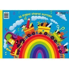 Selvi cuaderno para manualidades con 10 pliegos de papel charol 24x32cm colores surtidos