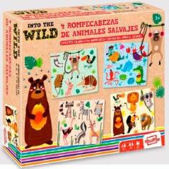 Shuffle 4 puzzles animales salvajes para niÑos +3 aÑos - Imagen 1