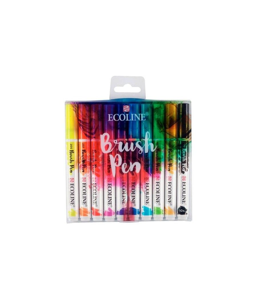 Talens ecoline estuche 10 rotuladores brush pen punta pincel colores surtidos - Imagen 1