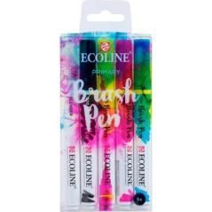 Talens ecoline set 5 rotuladores brush pen primario punta pincel colores surtidos - Imagen 1