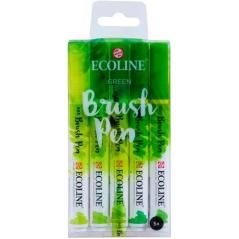Talens ecoline estuche 5 rotuladores brush pen punta pincel verde - Imagen 1