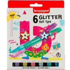 Talens bruynzeel estuche 6 rotuladores glitter kids brillantes colores surtidos - Imagen 1