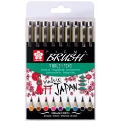 Talens sakura estuche 9 rotuladores punta pincel pigma brush pens colores surtidos - Imagen 1
