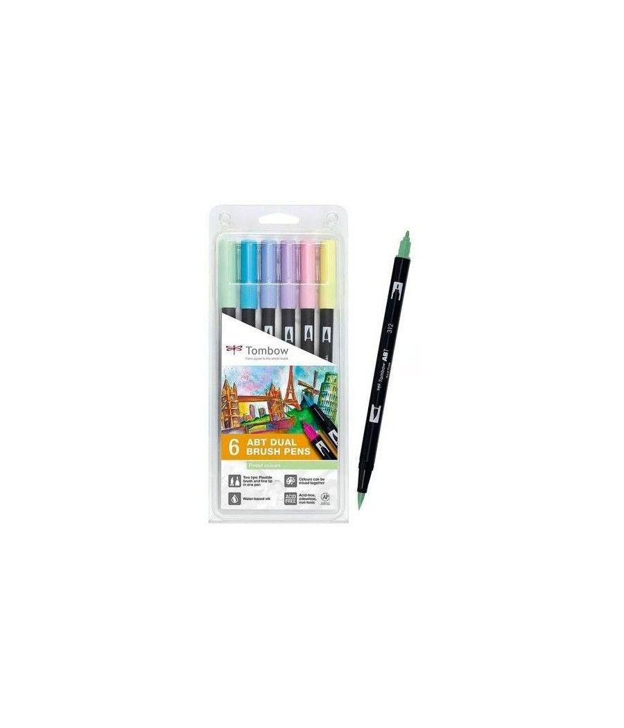 Tombow abt dual brush rotuladores doble punta pincel colores candy estuche de 6 - Imagen 1