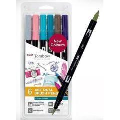 Tombow abt dual brush rotuladores doble punta fina/pincel c/surtidos vintage estuche 6 ud