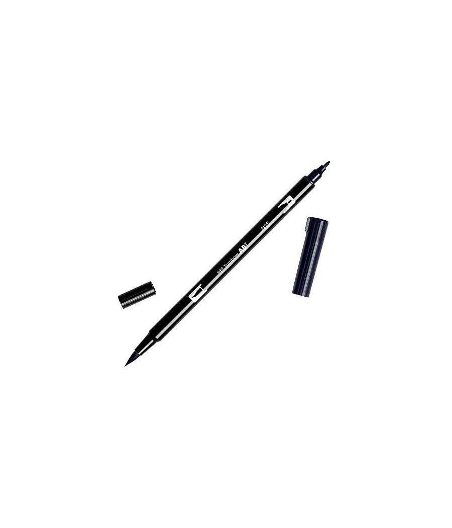Tombow abt dual brush rotulador permanente acuarelable doble punta fibra + pincel negro -6u- - Imagen 1