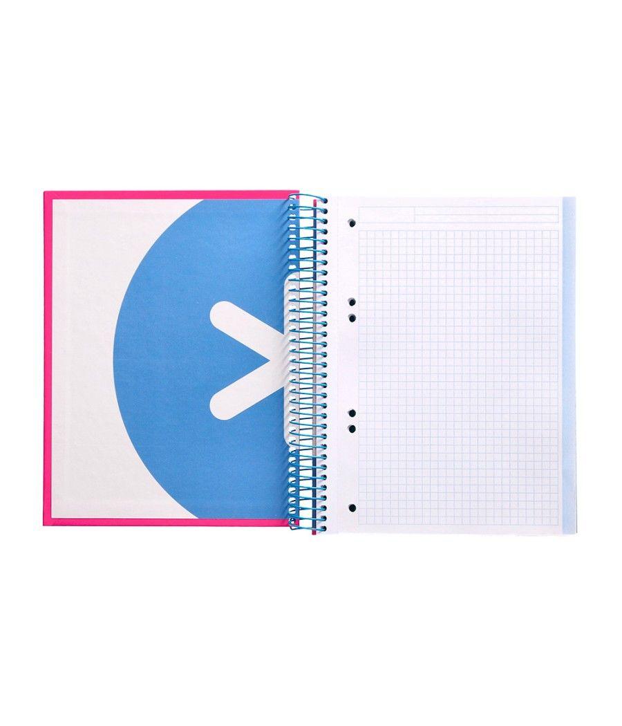 Cuaderno espiral liderpapel a5 micro antartik tapa forrada 120h 100 gr cuadro5mm 5 bandas 6 taladros color rosa - Imagen 7