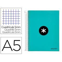 Cuaderno espiral liderpapel a5 micro antartik tapa forrada120h 100 gr cuadro 5 mm 5 band6 taladros color menta - Imagen 1