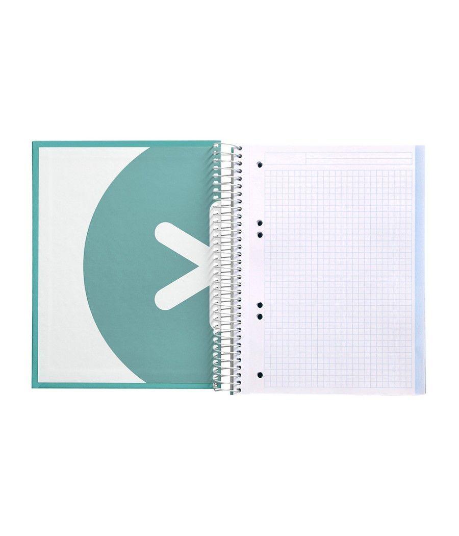 Cuaderno espiral liderpapel a5 micro antartik tapa forrada120h 100 gr cuadro 5 mm 5 band6 taladros color menta - Imagen 7