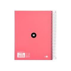 Cuaderno espiral liderpapel a5 micro antartik tapa forrada120h 100 gr cuadro 5 mm 5 band6 taladros color coral - Imagen 3