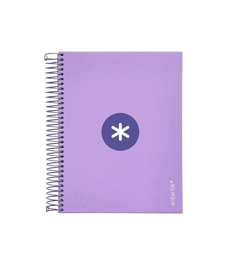 Cuaderno espiral liderpapel a5 micro antartik tapa forrada120h 100 gr cuadro 5mm 5 banda6 taladros color lavanda - Imagen 2