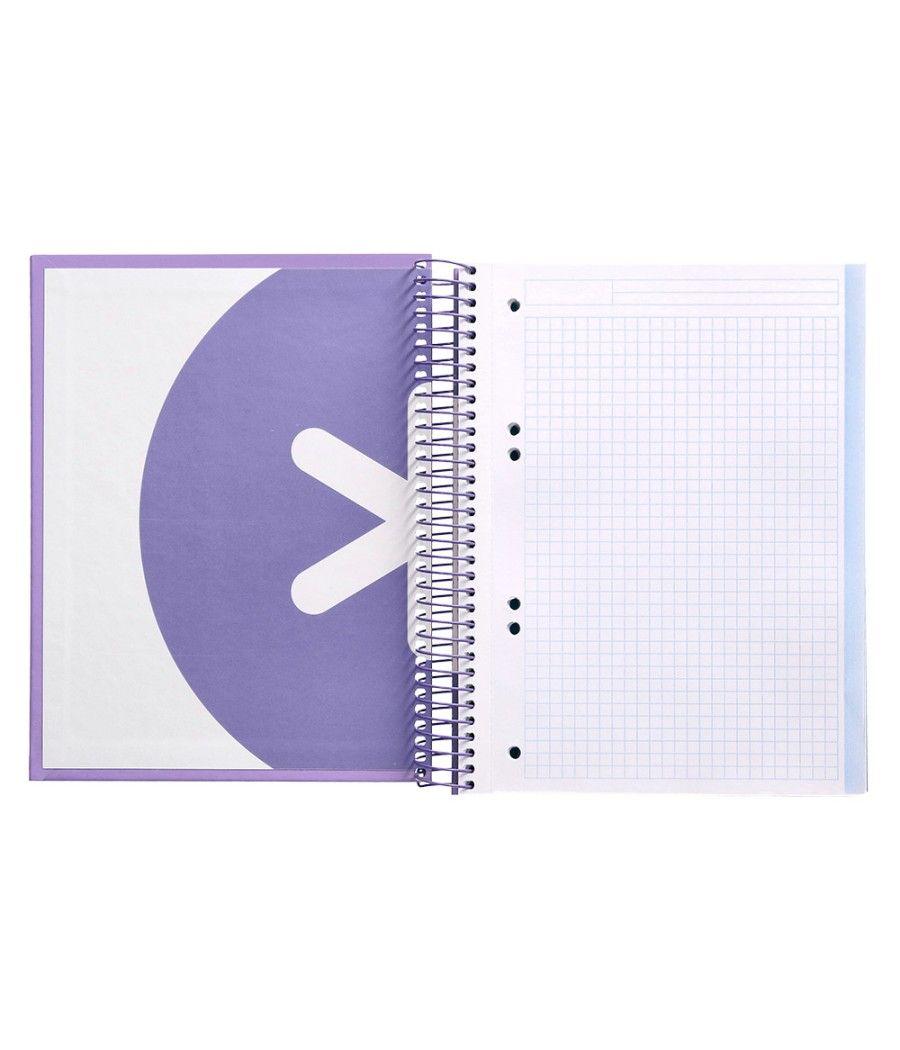 Cuaderno espiral liderpapel a5 micro antartik tapa forrada120h 100 gr cuadro 5mm 5 banda6 taladros color lavanda - Imagen 7