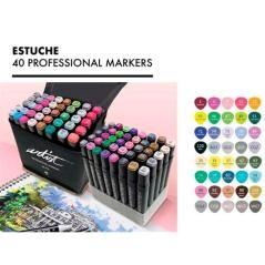 Alex bog rotuladores luxury canvas gama artist doble punta fina/biselada c/surtidos estuche de lujo 40 ud