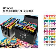 Alex bog estuche de lujo 60 rotuladores luxury canvas gama artist doble punta c/surtidos - Imagen 1