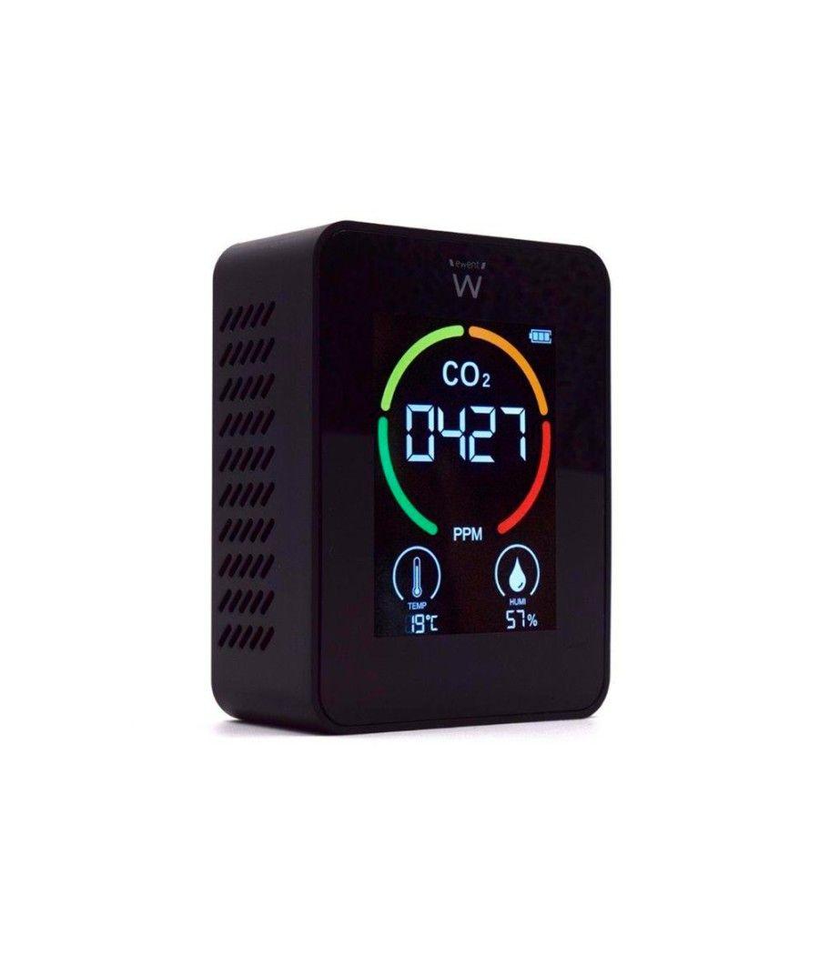 Medidor de co2 ewent pantalla led color detector calidad aire con indicador de temperatura y humedad usb-c - Imagen 1
