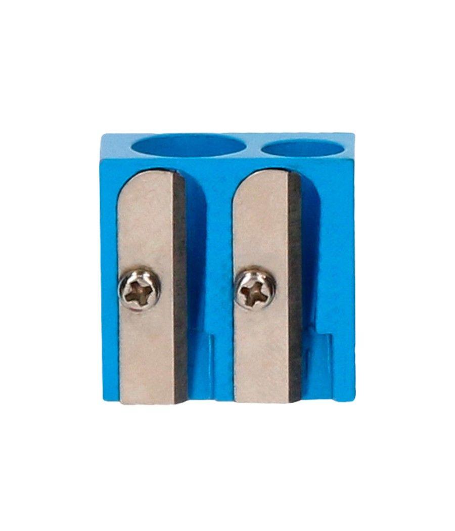 Sacapuntas liderpapel metélico cuña 2 usos color azul pack 20 unidades - Imagen 1