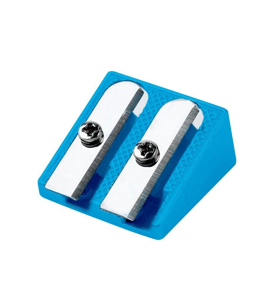 Sacapuntas liderpapel metélico cuña 2 usos color azul pack 20 unidades - Imagen 2