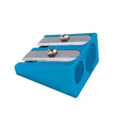 Sacapuntas liderpapel metélico cuña 2 usos color azul pack 20 unidades - Imagen 3