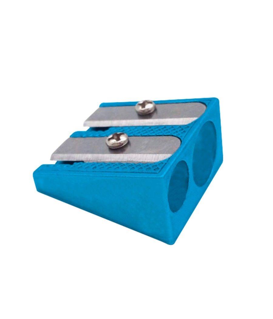 Sacapuntas liderpapel metélico cuña 2 usos color azul pack 20 unidades - Imagen 3