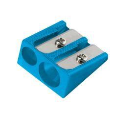 Sacapuntas liderpapel metélico cuña 2 usos color azul pack 20 unidades - Imagen 4