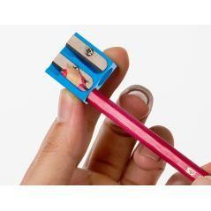 Sacapuntas liderpapel metélico cuña 2 usos color azul pack 20 unidades - Imagen 5